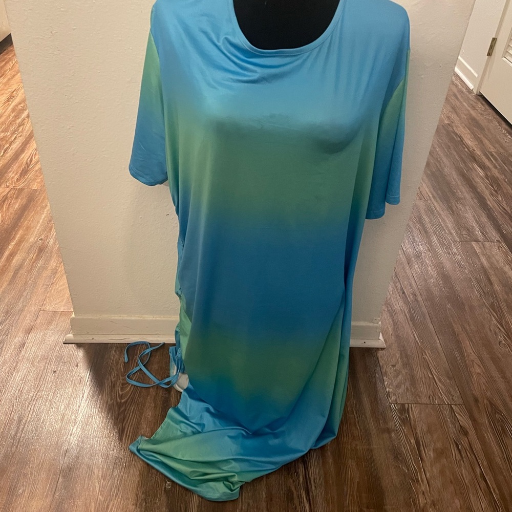 Blue and Green Gradient Maxi Dress